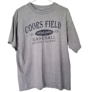 Coors Field Grey Baseball Shirt Denver Colorado Large grey gray